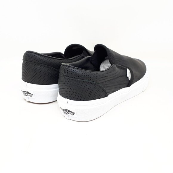 Vans Classic Slip-On Perf Leather Black Skate Casual Shoe Sneaker Womens US Size - Picture 5 of 11